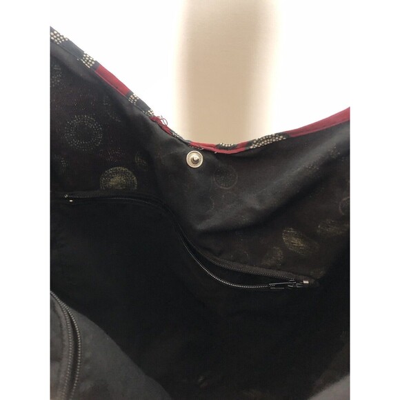 African Print Red Cream Black Circle Crossbody Bag Purse - Picture 4 of 4